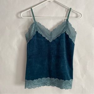 Teal velvet lace cami